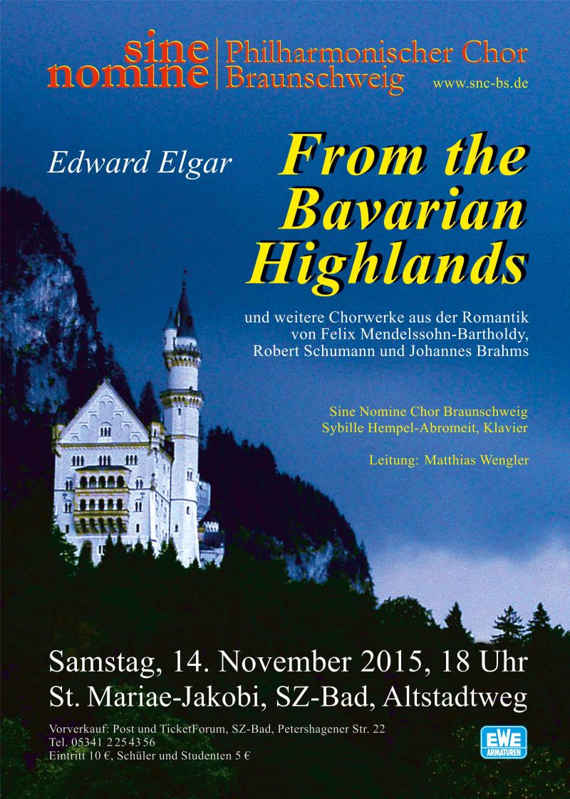 Plakat Salzgitter St. Mariae-Jakobi am 14. November 2015 "From the Bavarian Highlands"